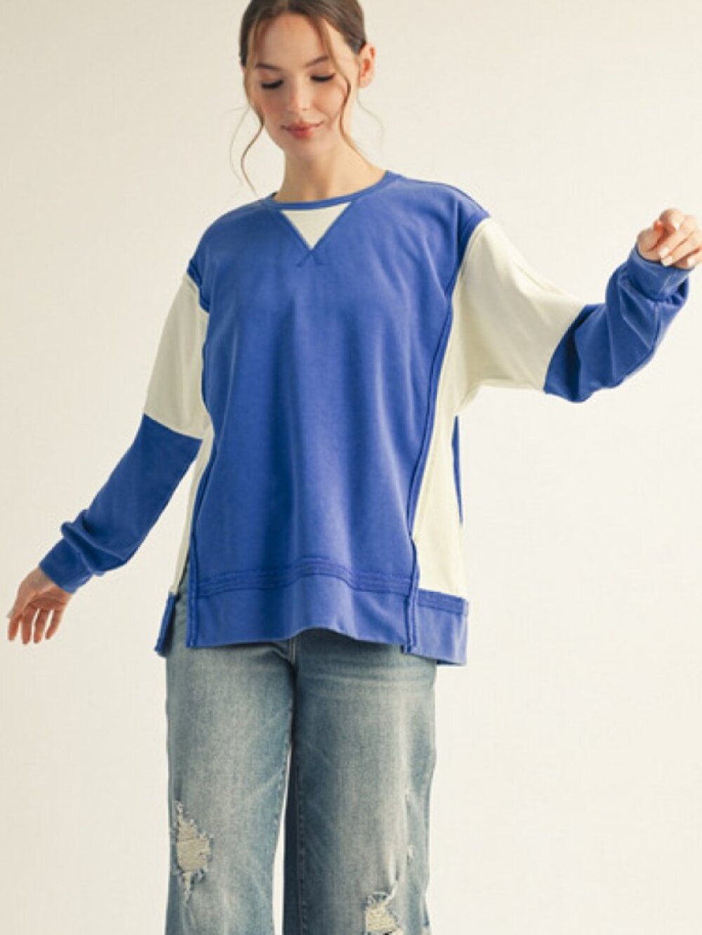 NWT JODIFL Gameday Colorblock Sweatshirt in Royal Blue